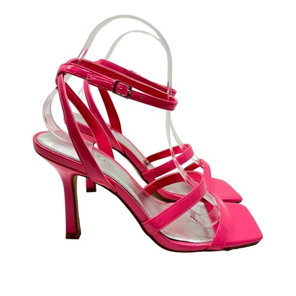 Marc Fisher Deric Hot Pink Faux Leather Open Square Toe Ankle Strap Sandals - Picture 5 of 12